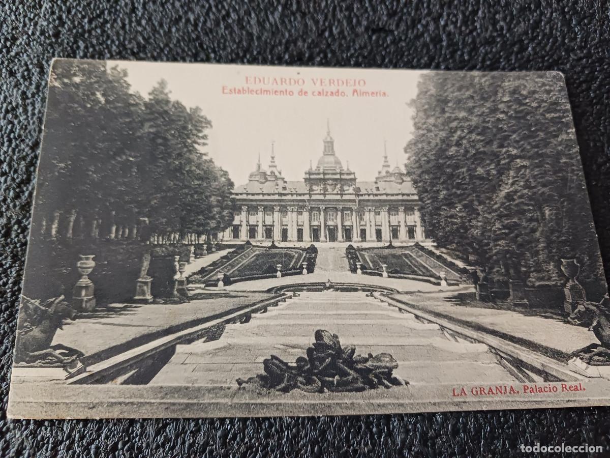Postales: La granja palacio real, fototipia thomas, publicidad eduardo verdejo calzado almeria