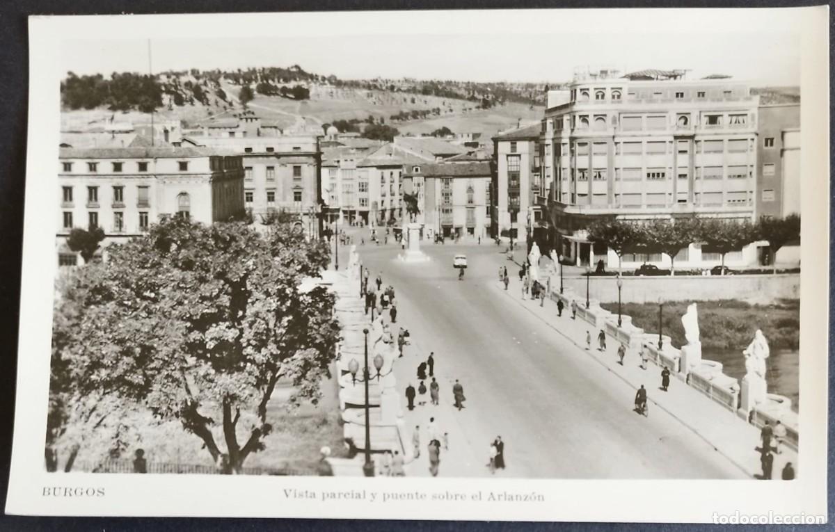 Postales: POSTAL DE BURGOS: VISTA PARCIAL Y PUENTE SOBRE ARLANZ&Oacute;N