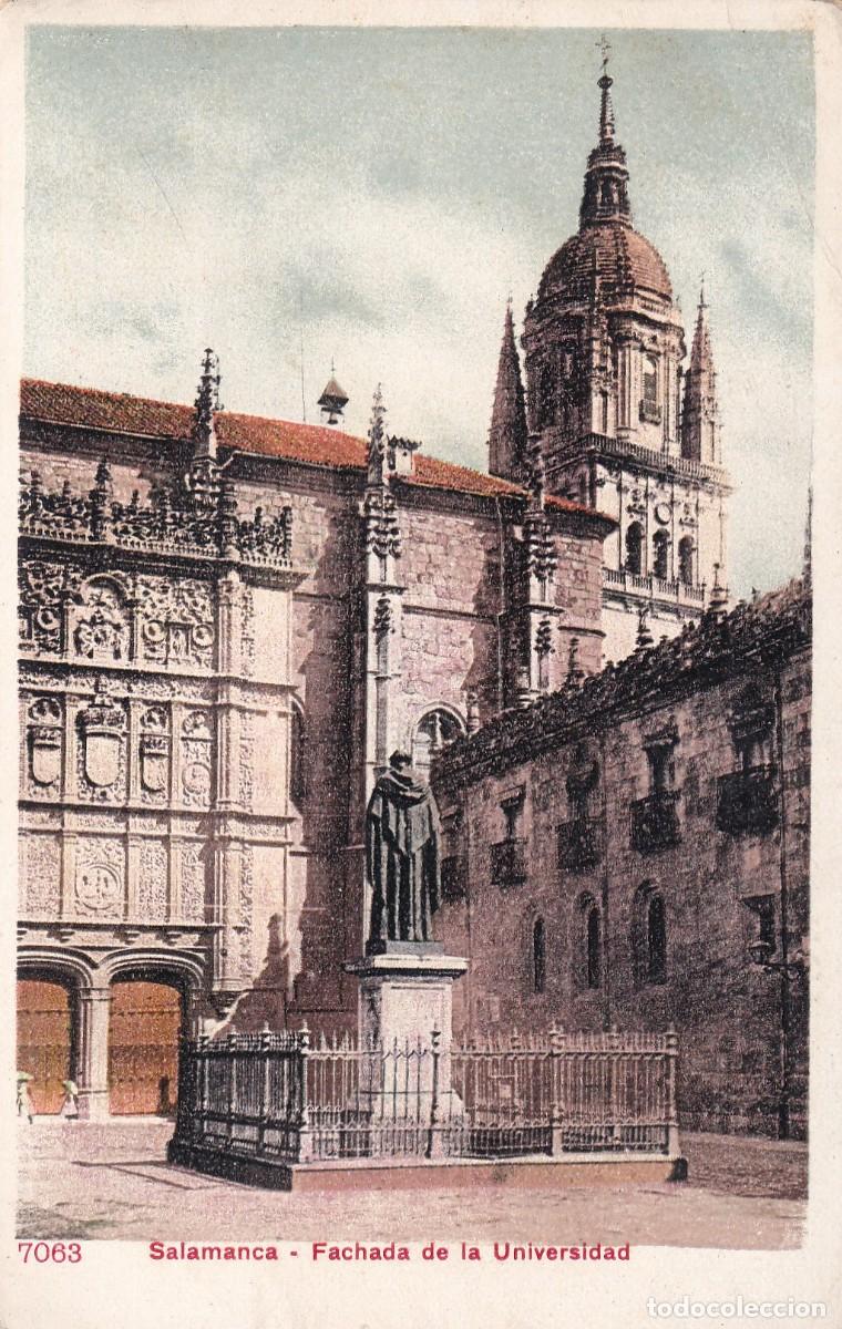 Postales: 7063 Salamanca. Fachada de la Universidad . Reverso sin dividir. Sin circular.