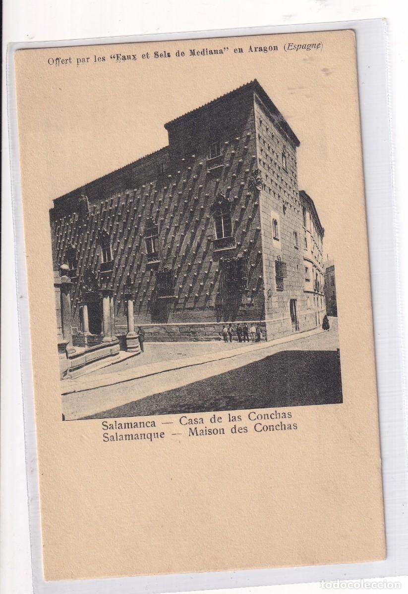Postales: Salamanca. Eaux et Sels de Mediana en Aragon. Casa de las Conchas. Reverso sin dividir. Sin circular