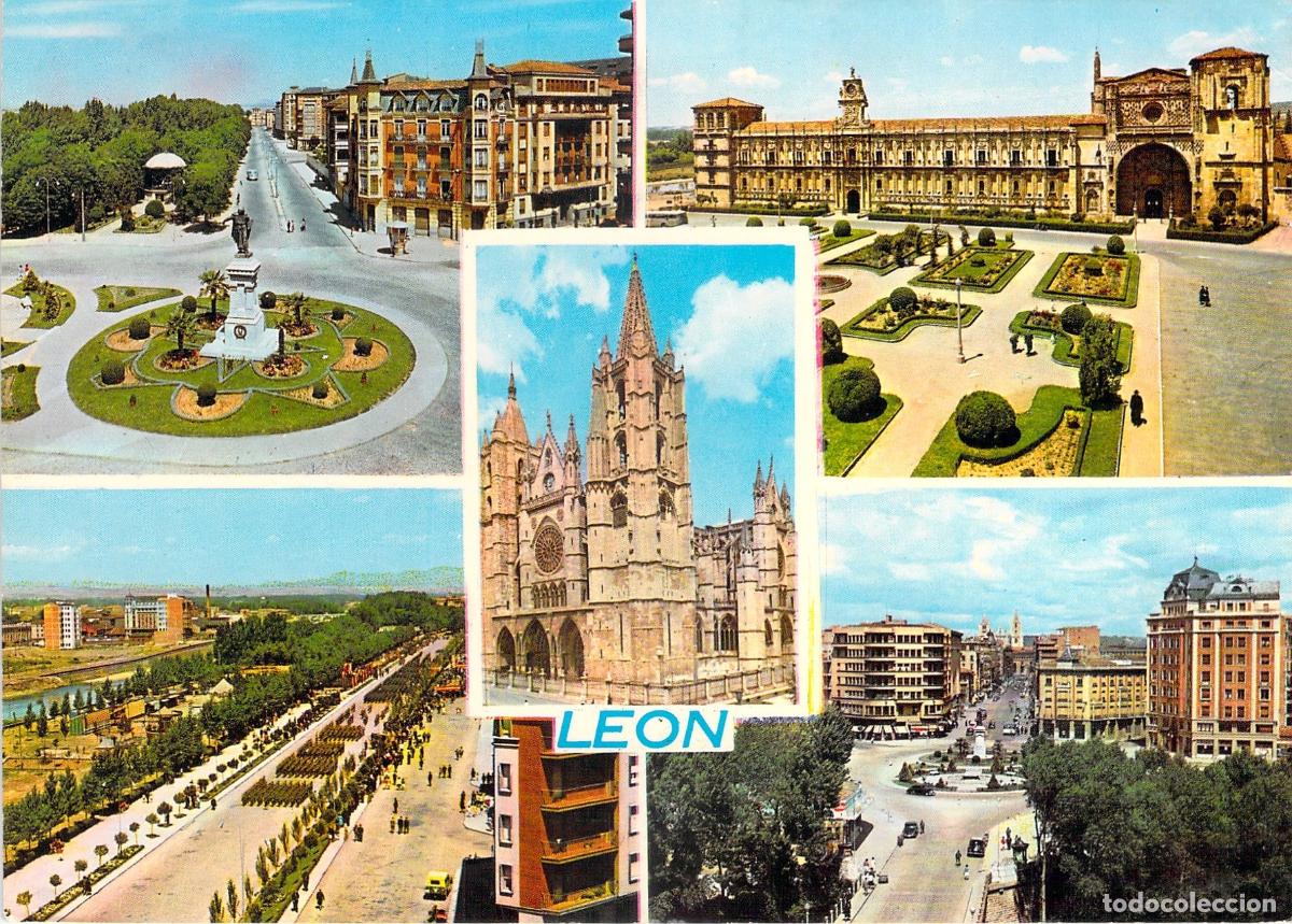 Postales: Postal Multivista de Le&oacute;n: Catedral, San Marcos y Plazas de la Ciudad