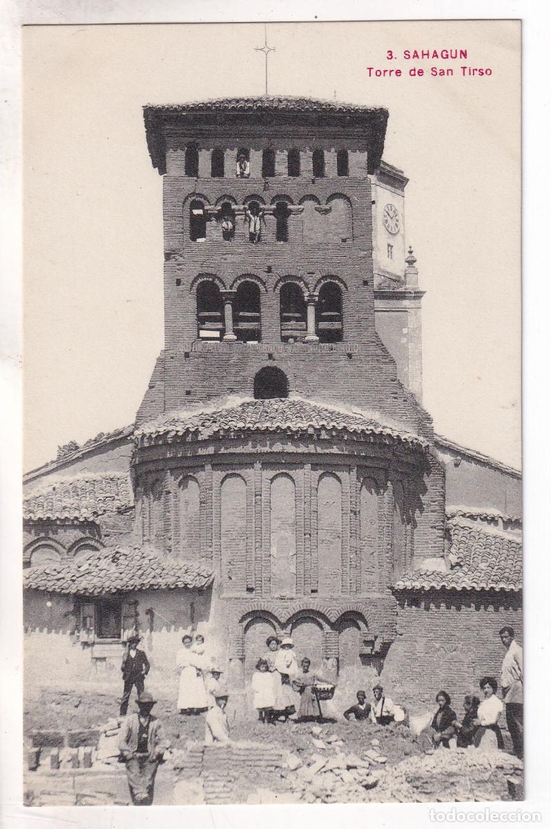 Postales: POSTAL. 3. SAHAG&Uacute;N. TORRE DE SAN TIRSO. LE&Oacute;N