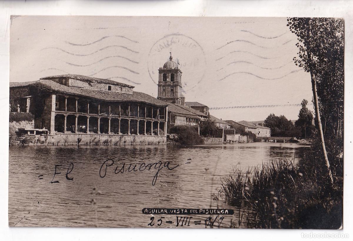 Postales: POSTAL. AGUILAR DE CAMPOO. VISTA DEL PISUERGA. PALENCIA. CIRCULADA EN 1919