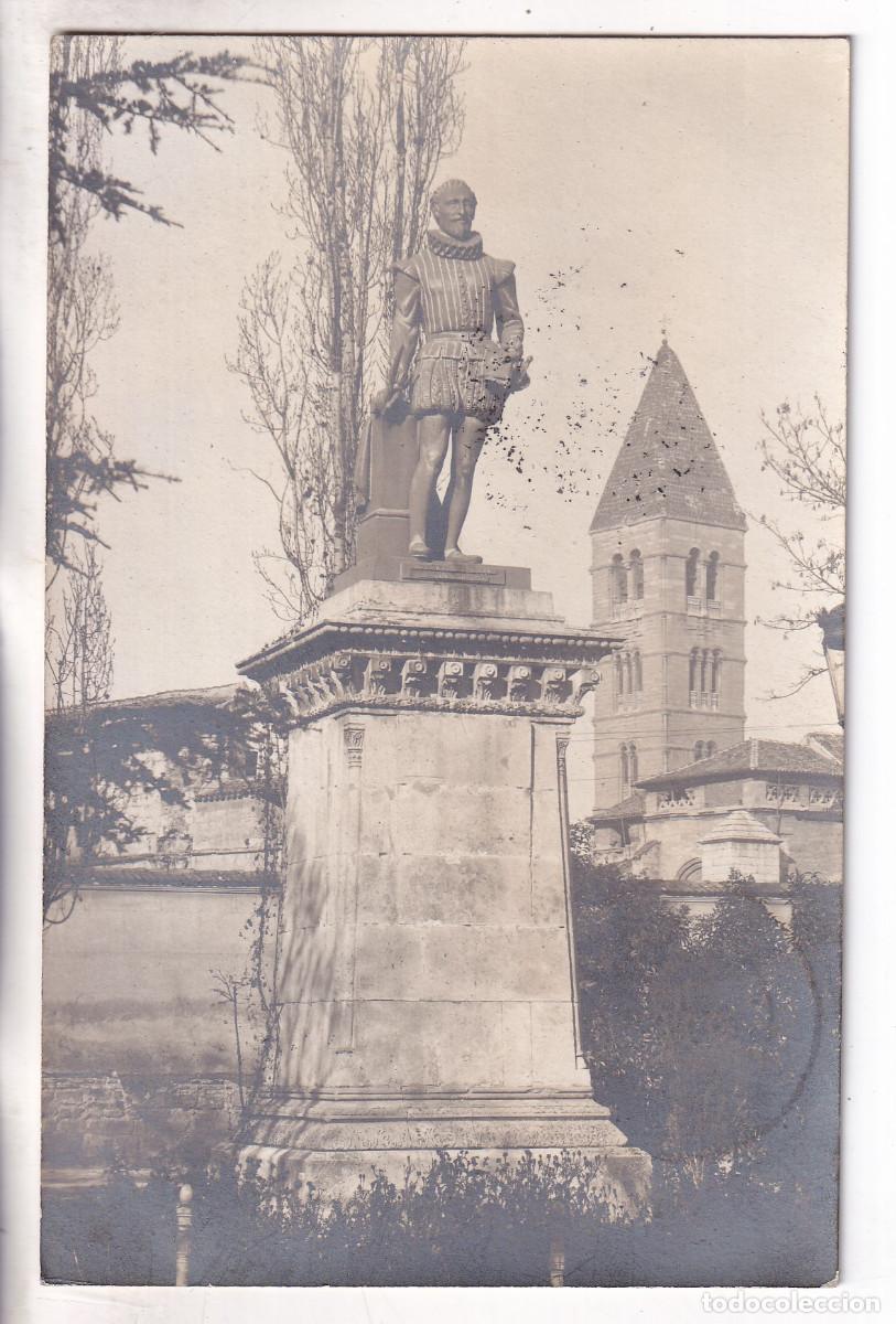Postales: POSTAL. VALLADOLID. ESTATUA A CERVANTES. CIRCULADA CON SELLO EN 1907.