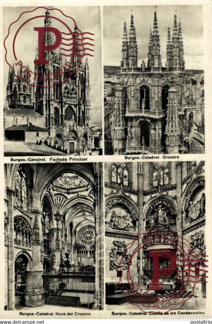 Postcards: BURGOS, CATEDRAL: FACHADA, CRUCERO, NAVE DEL CRUCERO, CAPILLA DE LOS CONDESTABLES. CASTILLA Y LE&Oacute;N E
