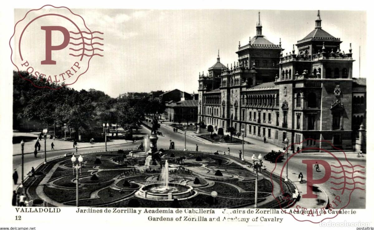 Postales: Valladolid Jardines de Zorrilla y Academia de Caballeria Castilla y Le&oacute;n. Espa&ntilde;a Spain