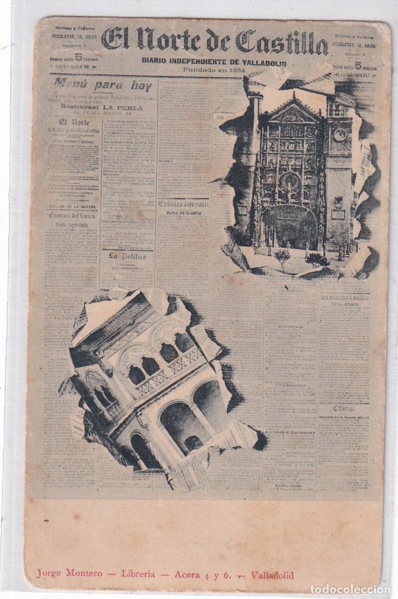 Postales: El Norte de Castilla. Diario independiente de Valladolid. Jorge Montero Librer&iacute;a. Reverso sin dividi