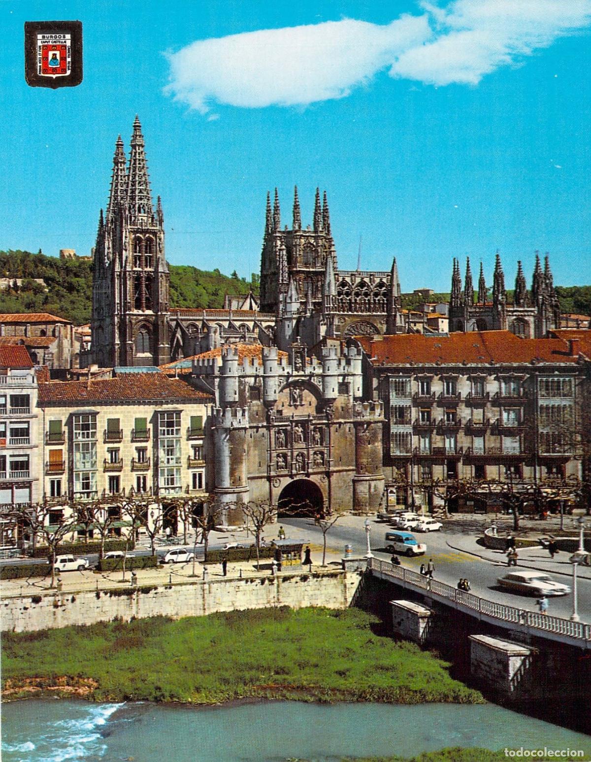 Postales: Postal de Burgos con el Arco de Santa Mar&iacute;a y la Catedral