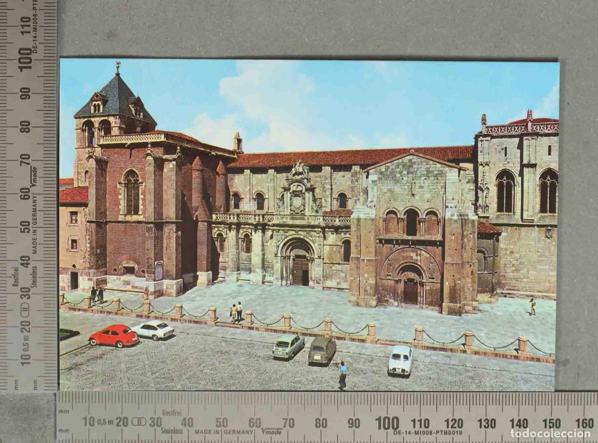 Postales: POSTAL. Le&oacute;n - Bas&iacute;lica de San Isidoro - Fachada principal - G. Cobas - Hijos de F. Alonso