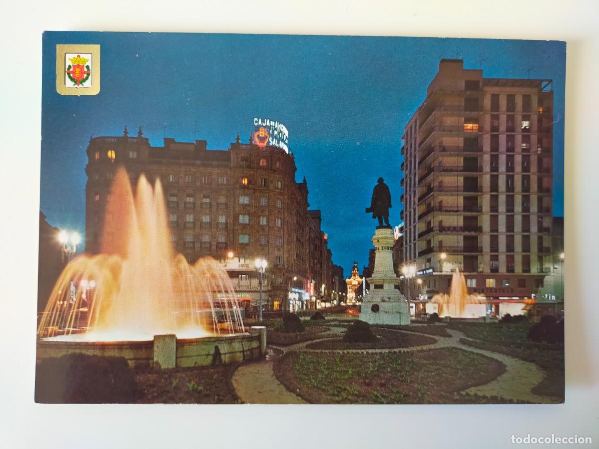 Postales: Postal VALLADOLID: Plaza del poeta Zorrilla (Nocturna) - Edic FISA - Subirats Casanovas.