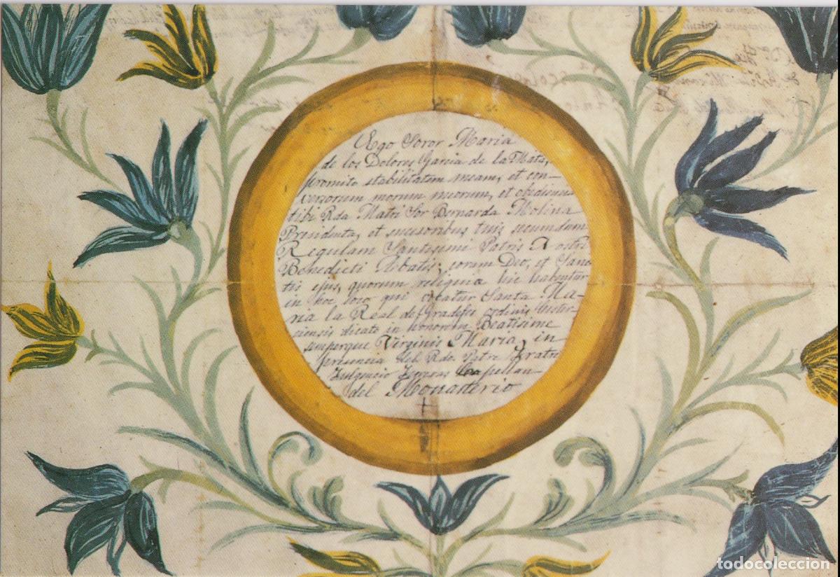 Postales: MONASTERIO CISTERCIENSE DE GRADEFES (LE&Oacute;N) CARTA DE PROFESI&Oacute;N &ndash; S/C