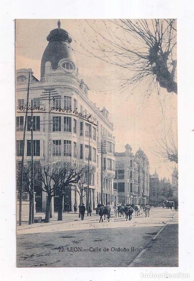 Postales: POSTAL. 22. LE&Oacute;N. CALLE DE ORDO&Ntilde;O II. CIRCULADA EN 1924