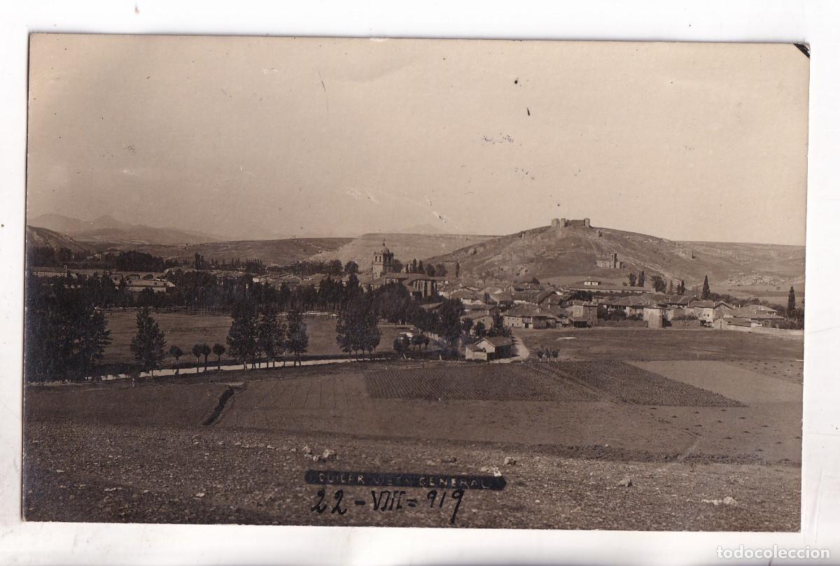 Postales: POSTAL FOTOGR&Aacute;FICA. AGUILAR DE CAMPOO. VISTA VENERAL. PALENCIA. CIRCULADA EN 1919. RARA