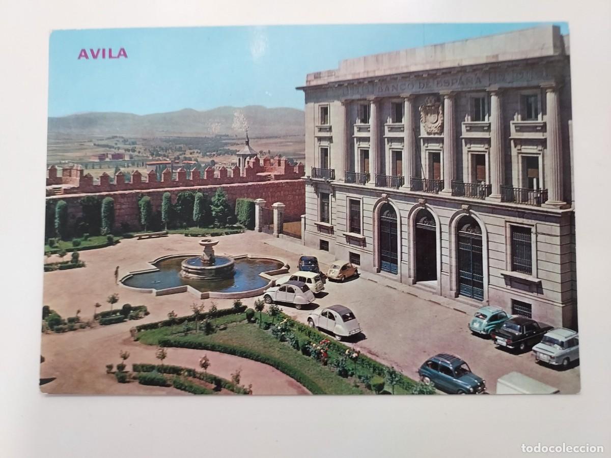 Postales: POSTAL AVILA PLAZA DE CALVO SOTELO Y BANCO DE ESPA&Ntilde;A. 1969. SIN CIRCULAR. CITROEN 2CV