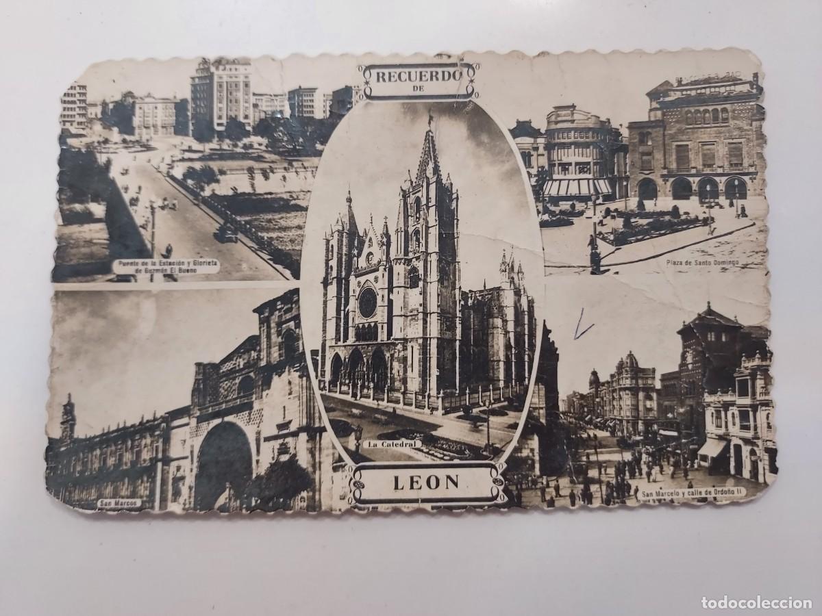 Postales: POSTAL LE&Oacute;N RECUERDO. ESCRITA A&Ntilde;O 1959 EN PUEBLA DE LILLO. ARRIBAS