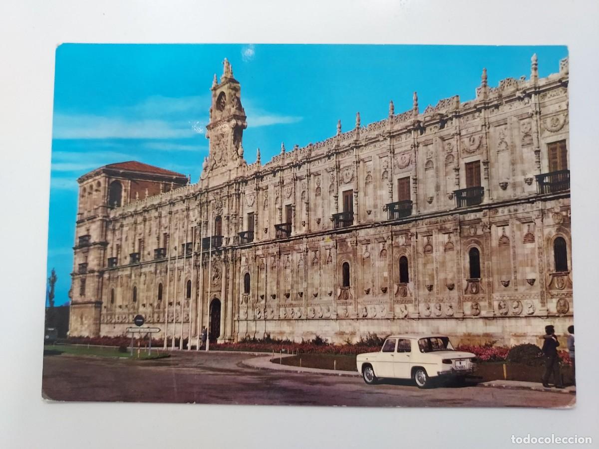 Postales: POSTAL LE&Oacute;N HOSTAL DE SAN MARCOS (PLATERESCO). 1967. CIRCULADA. RENAULT 8 10