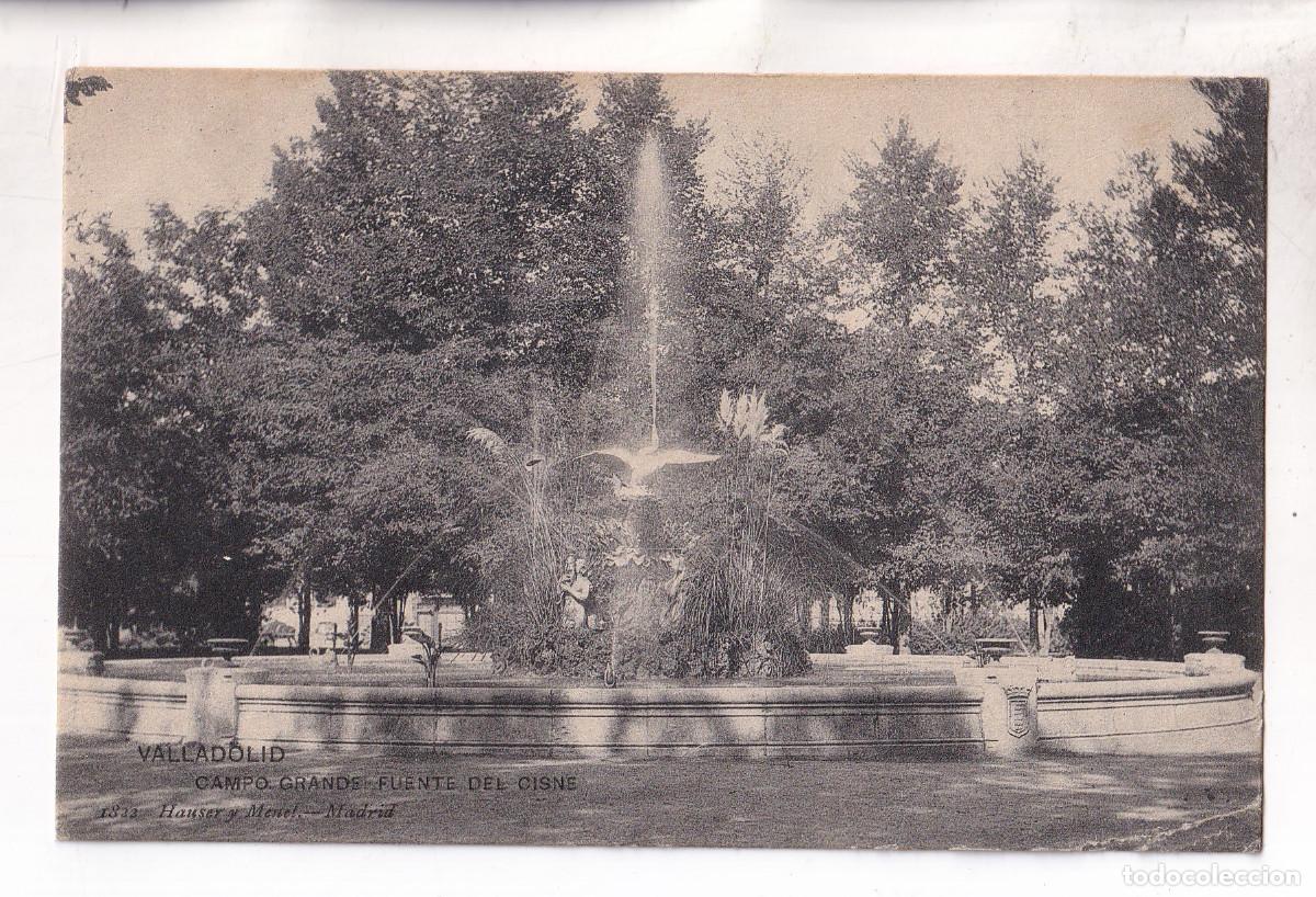 Postales: POSTAL. VALLADOLID. CAMPO GRANDE. FUENTE DEL CISNE. CIRCULADA EN 1907