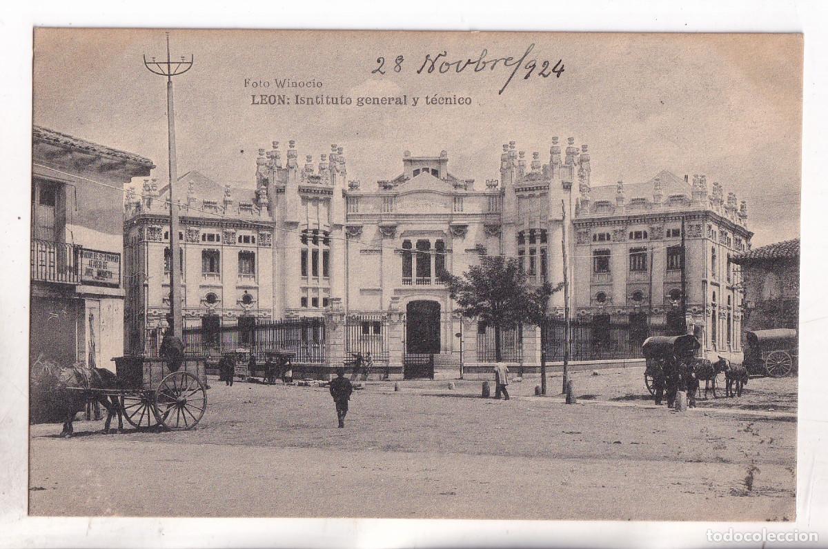 Postales: POSTAL. LE&Oacute;N. INSTITUTO GENERAL Y T&Eacute;CNICO. CIRCULADA EN 1924