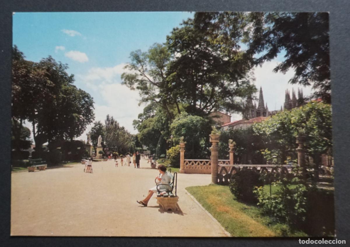 Postales: Burgos, Jardines del Espol&oacute;n. Postal sin circular editada el a&ntilde;o 1966