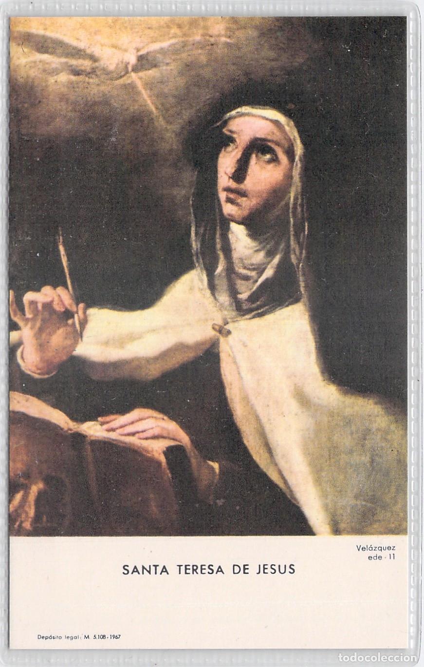 Postales: Estampa de Santa Teresa de Jes&uacute;s con Aut&oacute;grafo, La Santa de &Aacute;vila