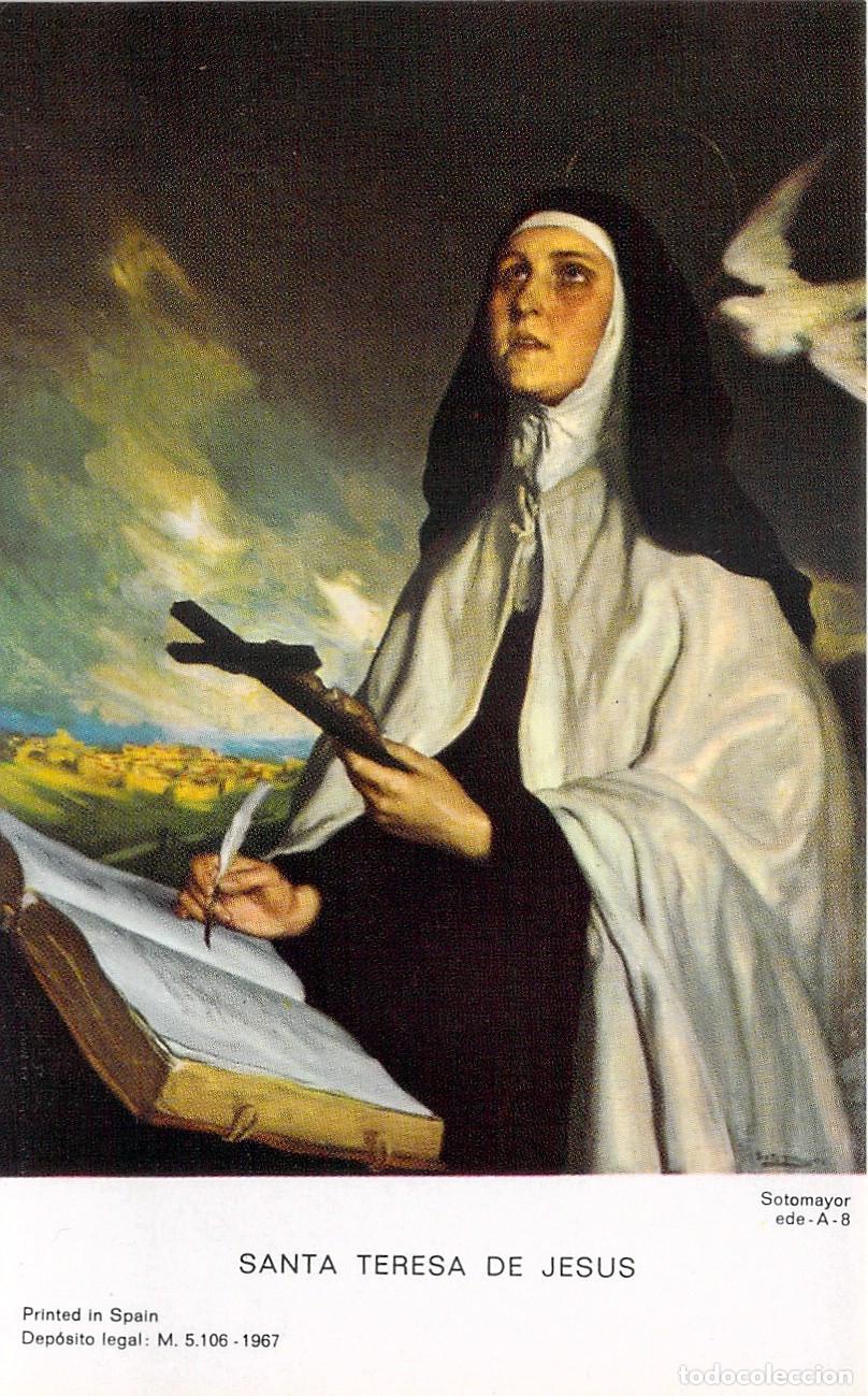 Postales: Estampa de Santa Teresa de Jes&uacute;s con Poema Nada Te Turbe Sotomayor
