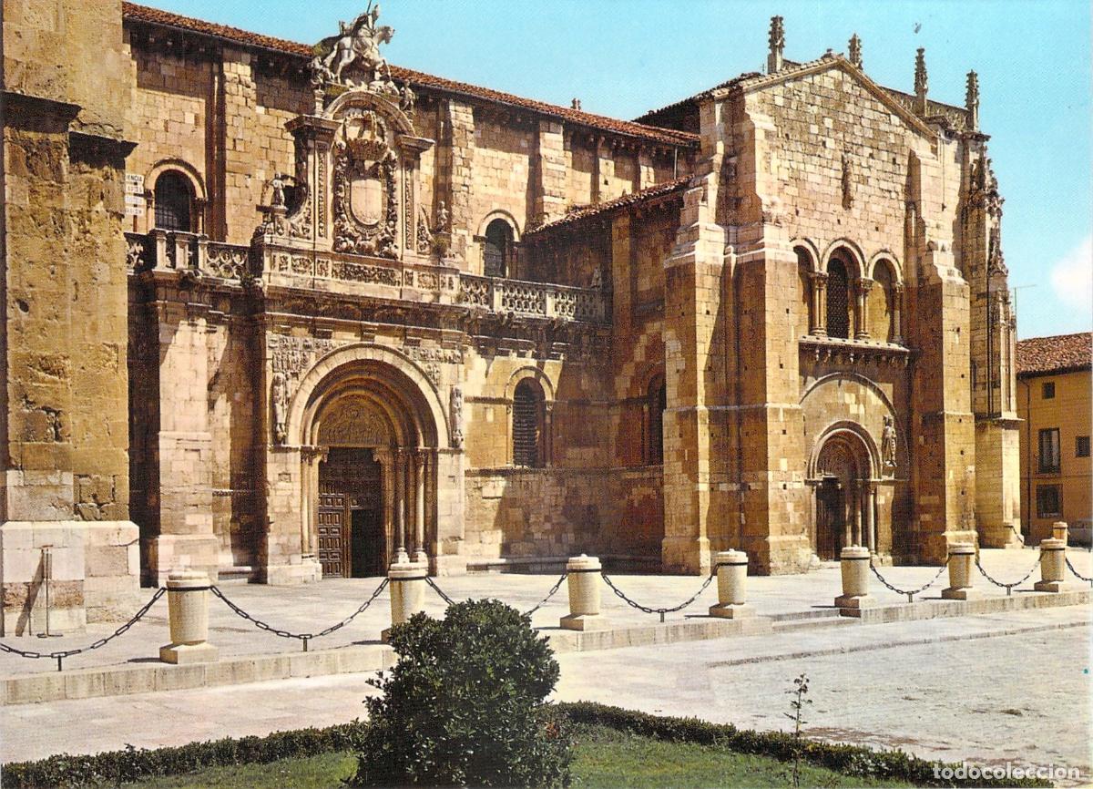 Postales: Postal de la Bas&iacute;lica de San Isidoro en Le&oacute;n, Fachada