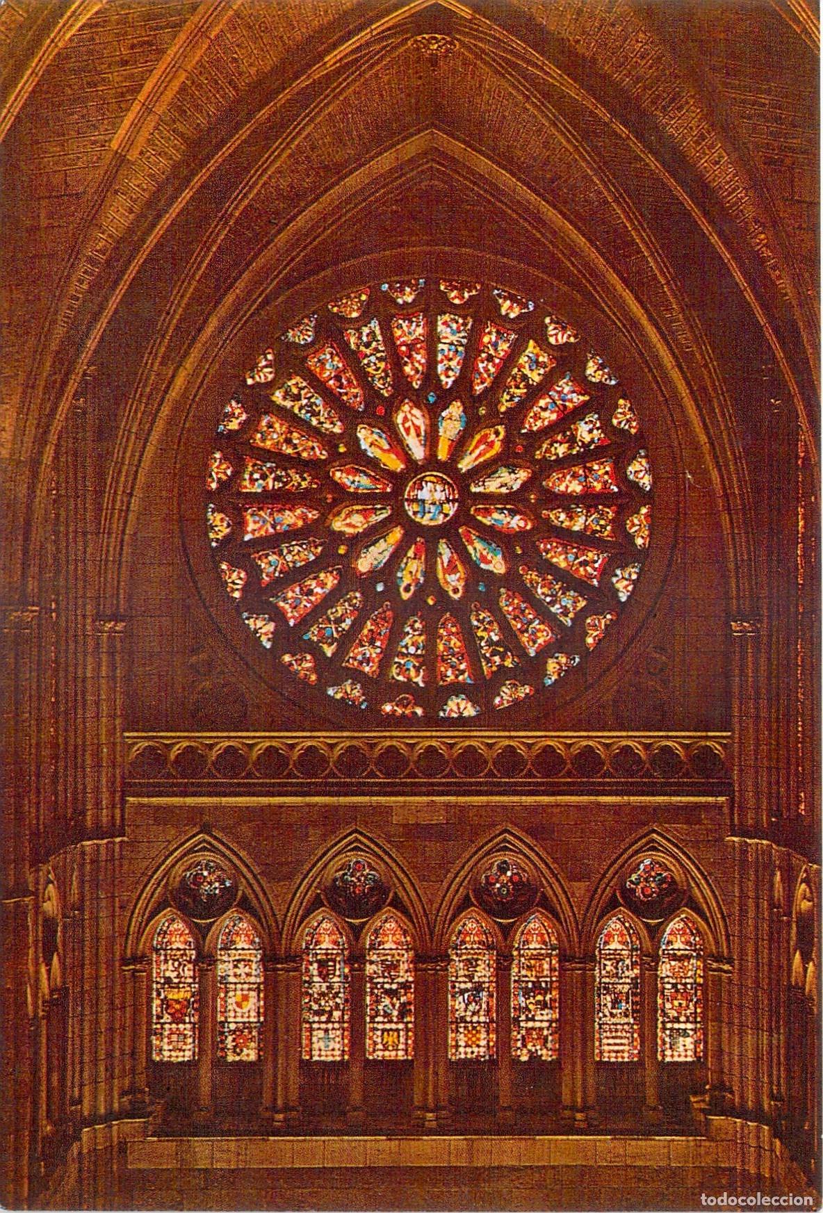 Postales: Postal Catedral de Le&oacute;n Roset&oacute;n Poniente y Vidrieras