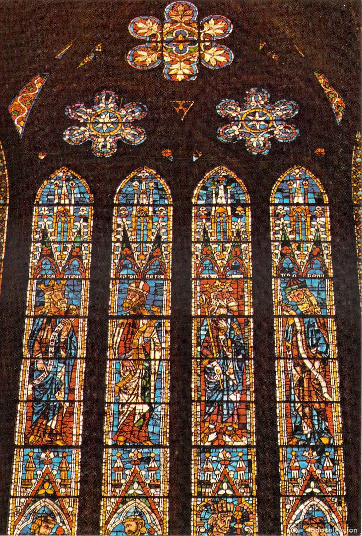 Postales: Postal de las Vidrieras del Siglo XIII de la Catedral de Le&oacute;n