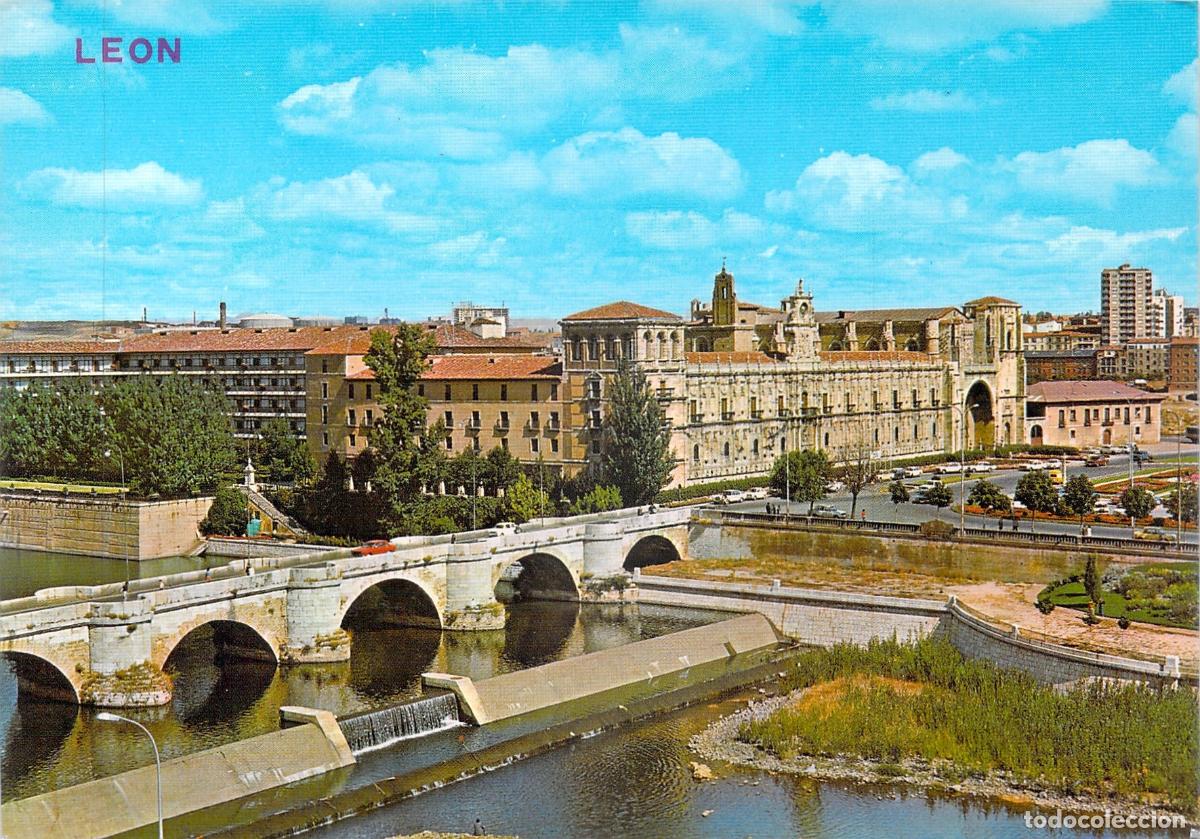 Postales: Postal Le&oacute;n Hostal San Marcos y Puente Romano