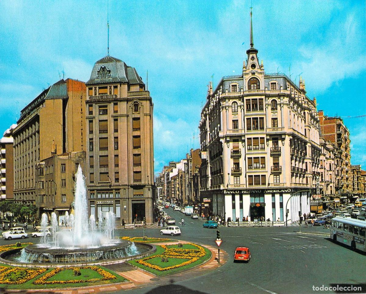 Postales: Postal de Le&oacute;n, Plaza de Santo Domingo y Hotel Oliden