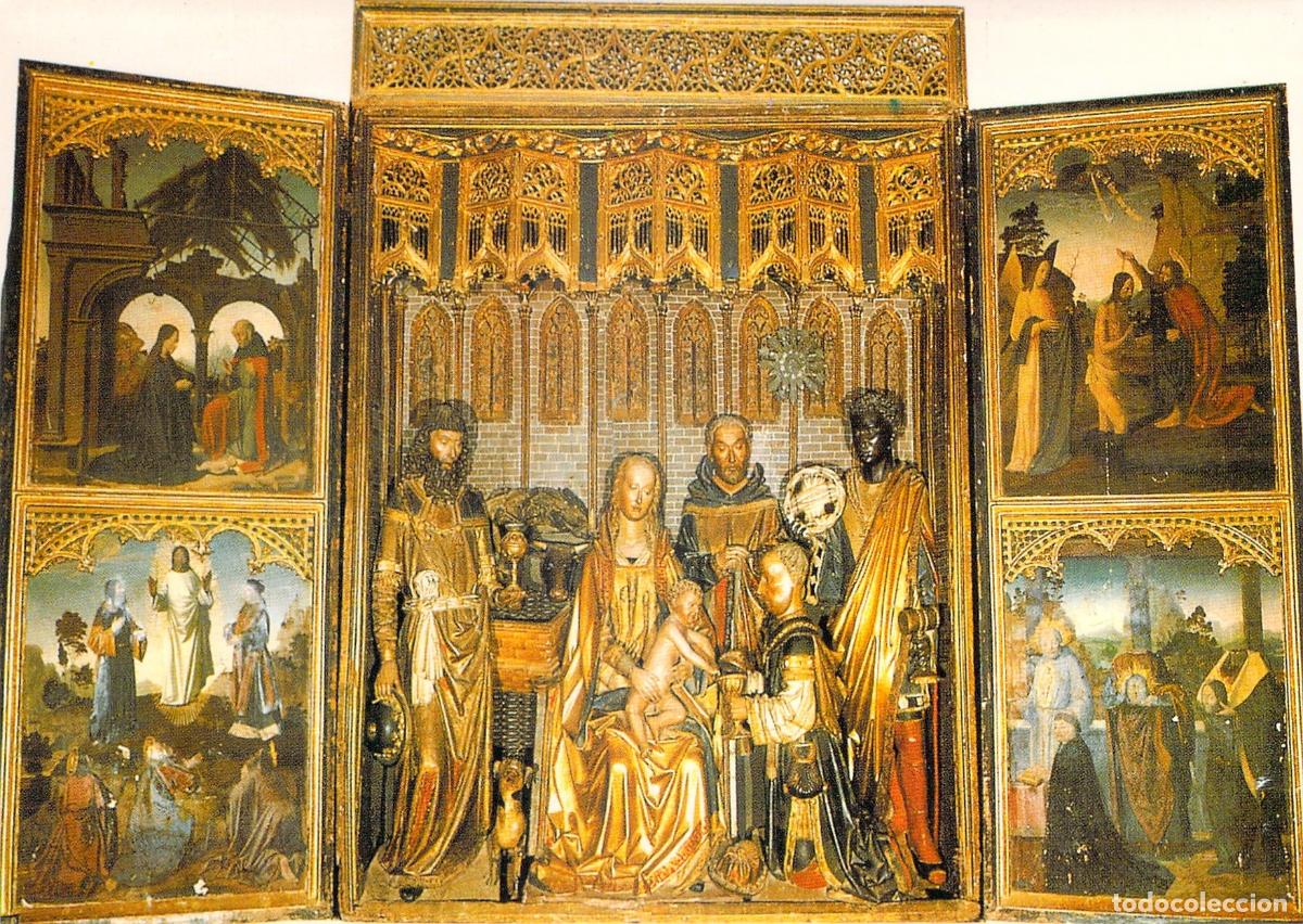 Postales: Postal de la Colegiata de Covarrubias con Triptico de Gil de Siloe