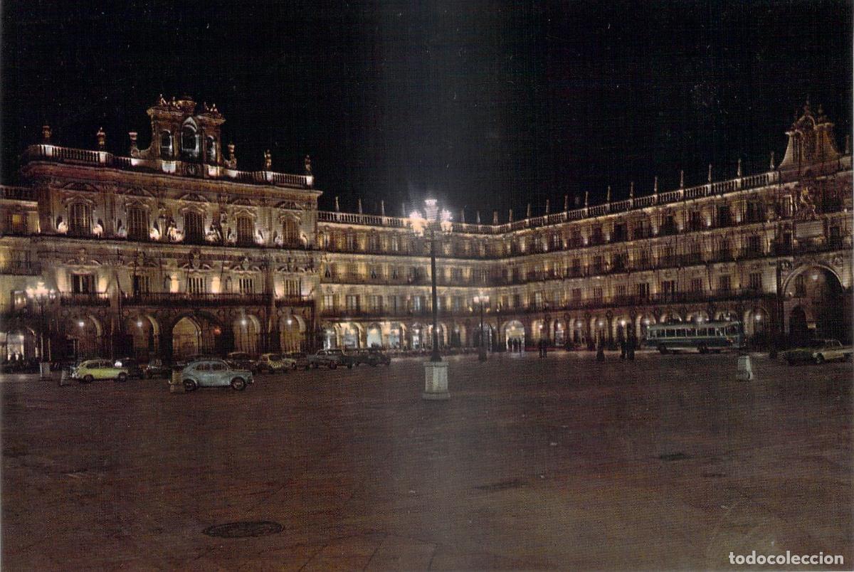 Postales: Postal de Salamanca, vista nocturna de la Plaza Mayor