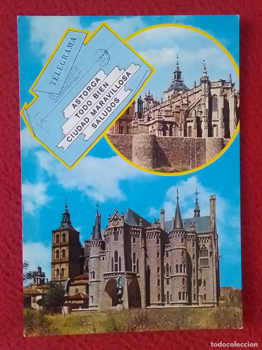 Postales: ANTIGUA POSTAL POST CARD ASTORGA LE&Oacute;N CATEDRAL Y PALACIO EPISCOPAL..TELEGRAMA..CATHEDRAL..PALACE...