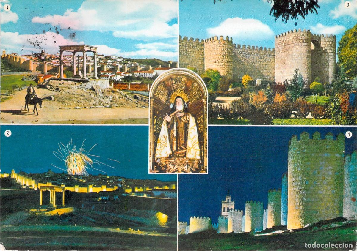 Postales: Postal de &Aacute;vila con Vistas de Murallas y Monumentos