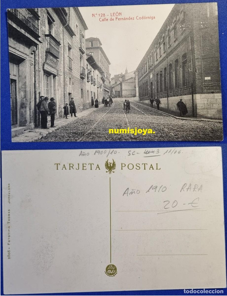 Postales: POSTAL DE LEON (Espa&ntilde;a). Calle Fern&aacute;ndez Cadorniga. A&ntilde;o 1910. Fot. THOMAS. RARA.