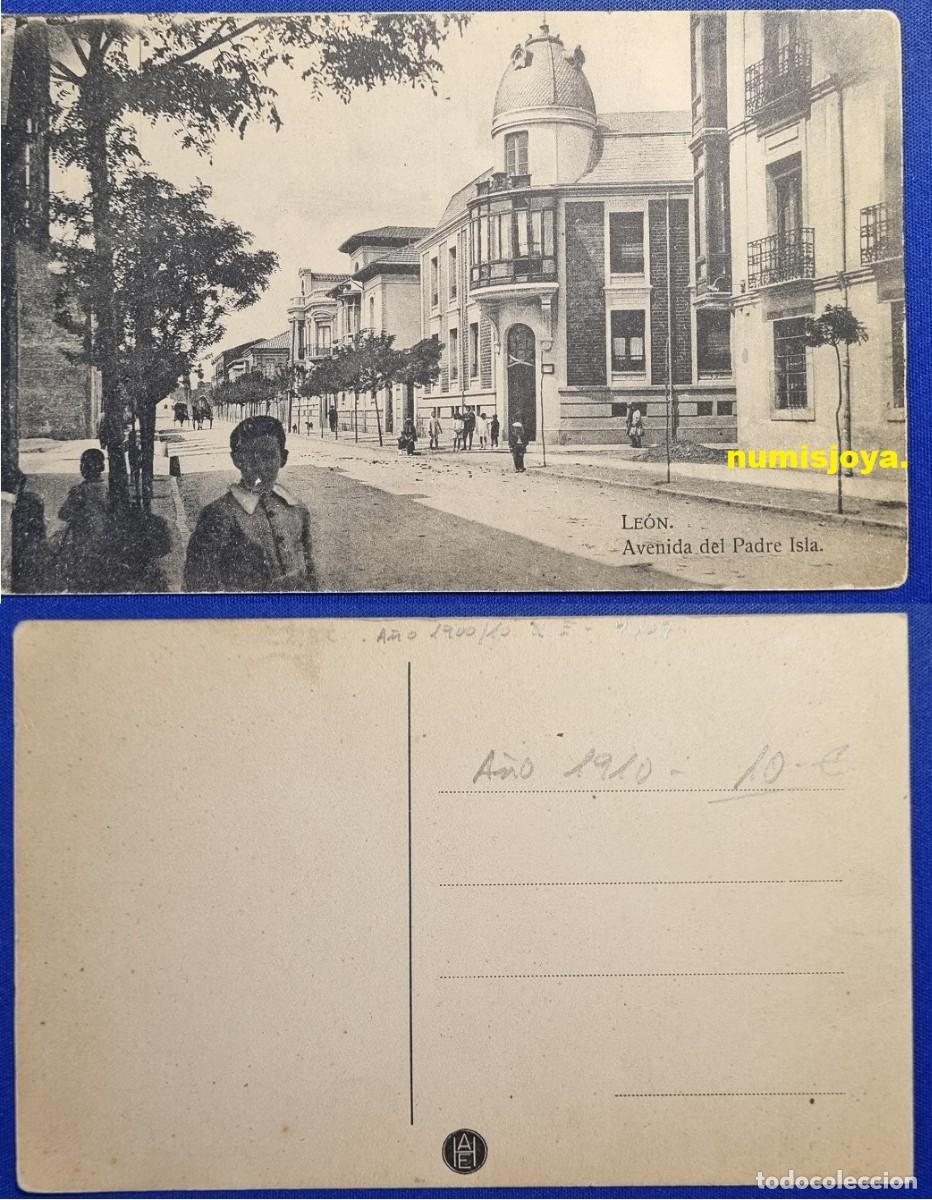 Postales: POSTAL de LEON (Espa&ntilde;a). A&ntilde;o 1910 Avenida del Padre Isla. RARA.