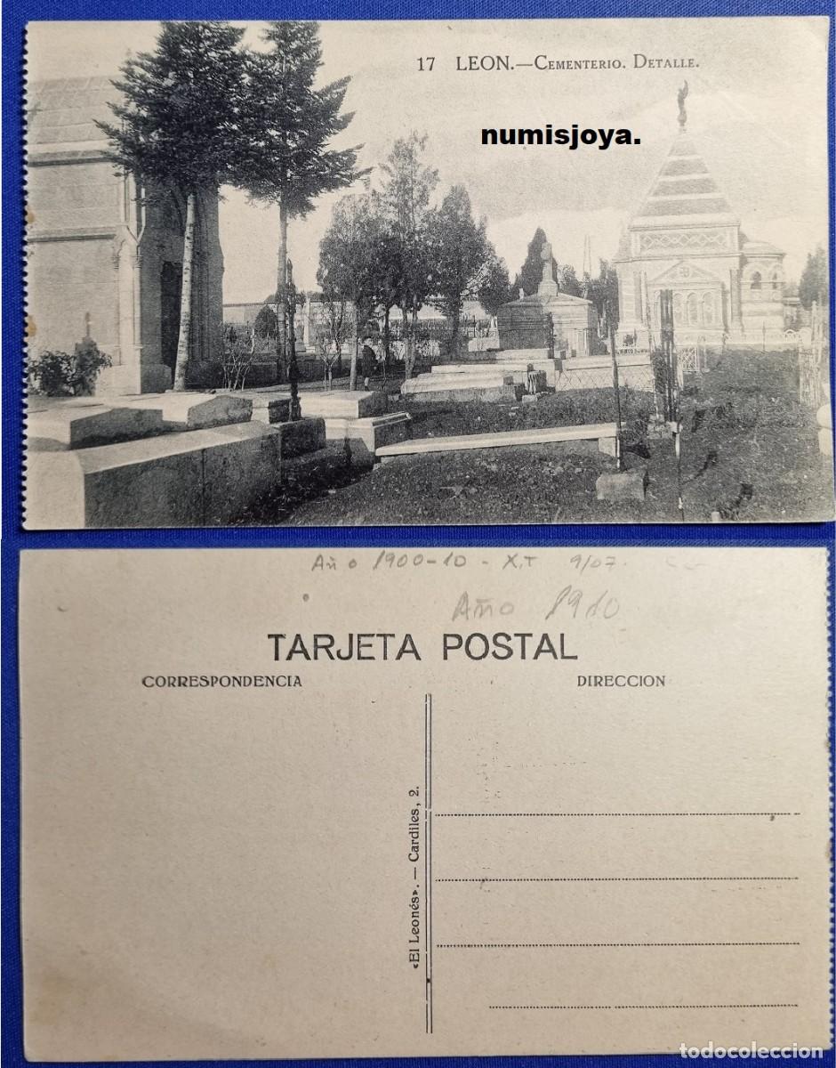 Postales: POSTAL de LEON (Espa&ntilde;a) a&ntilde;o 1910. 17 Cementerio. Detalle. El Leon&eacute;s - Cardiles, 2.