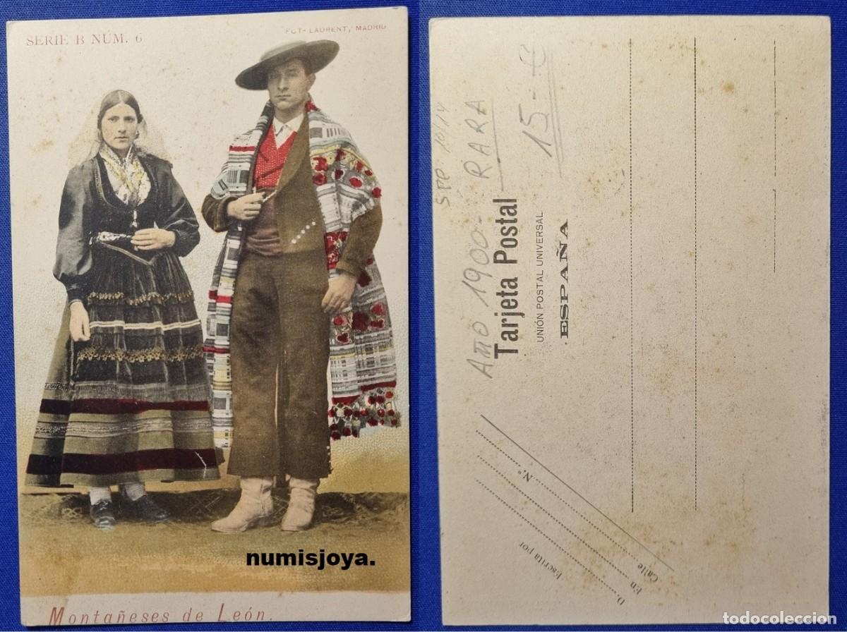 Postales: POSTAL de LEON (Espa&ntilde;a) a&ntilde;o 1900. Monta&ntilde;eses de Le&oacute;n. FOT. LAURENT. RARA.