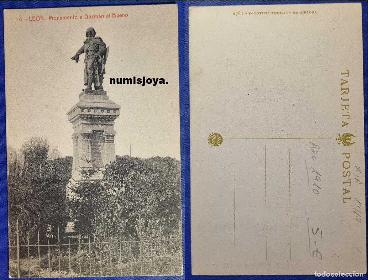 Postales: POSTAL DE LEON (Espa&ntilde;a). A&ntilde;o 1910. Monumento a Guzm&aacute;n El Bueno. Fot. THOMAS.