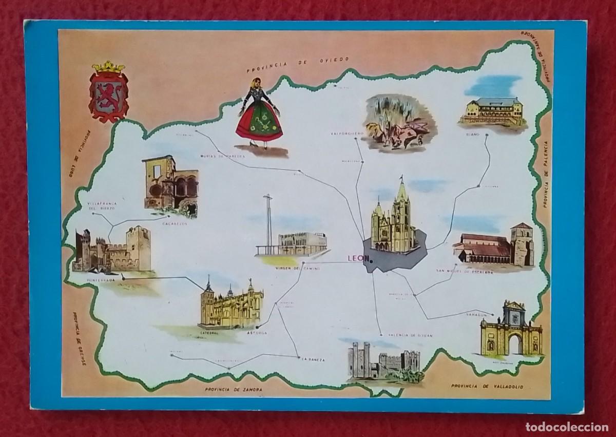 Postales: POSTAL POST CARD SPAIN ESPAGNE LE&Oacute;N MAPA DE LA PROVINCIA CARTE PROVINCE MAP..VALPORQUERO RIA&Ntilde;O ETC..