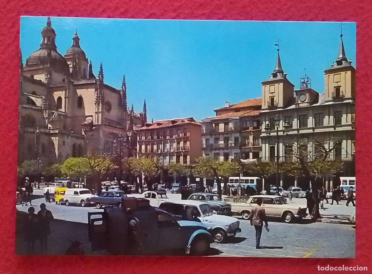 Postales: ANTIGUA POSTAL POST CARD SPAIN ESPAGNE SEGOVIA LA CATEDRAL Y PLAZA MAYOR..COCHES DE &Eacute;POCA..SPAGNA...