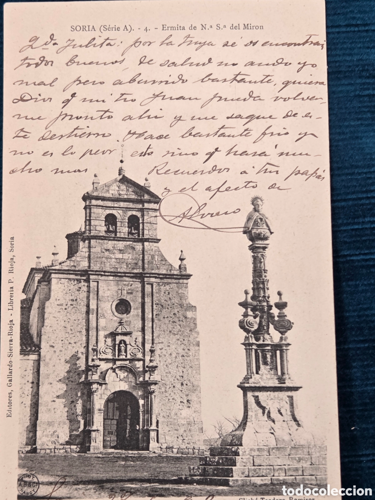 Postales: SORIA 1903 (Serie A). -4 Ermita Nuestra Se&ntilde;ora del Miron. Ed. Gallardo
