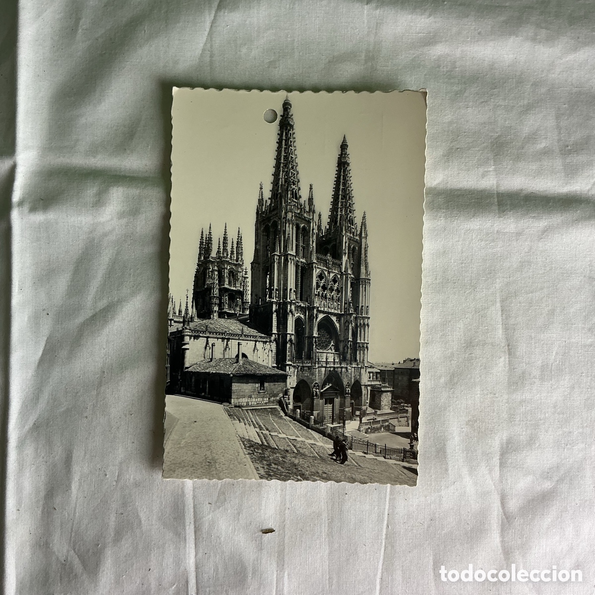 Postales: Postal Burgos Catedral Fachada Principal Blanco y negro Original de la &eacute;poca