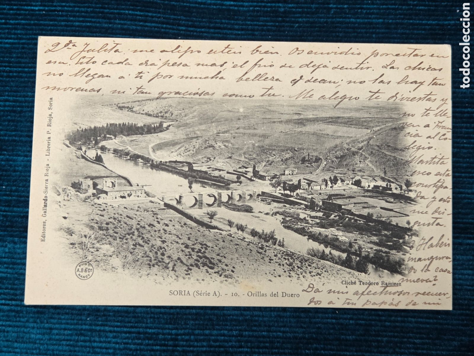 Postales: SORIA (Serie A) 10, Orillas del Duero. 1903. Clich&eacute; Teodoro Ram&iacute;rez.