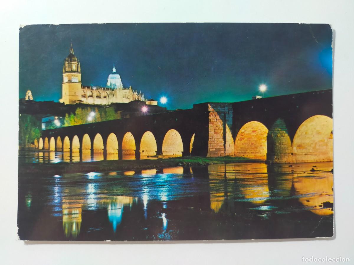 Postales: Postal SALAMANCA: Catedral y puente Romano de noches - Edic. Esperon.