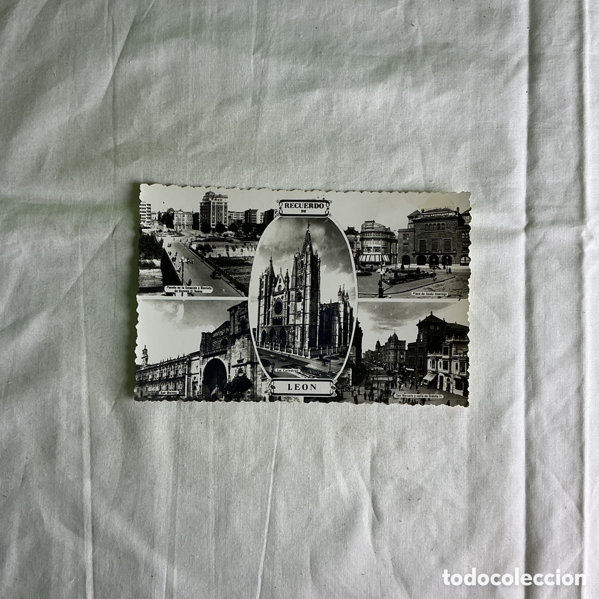 Postales: Postal Le&oacute;n Recuerdo Blanco y negro Original de la &eacute;poca 1960