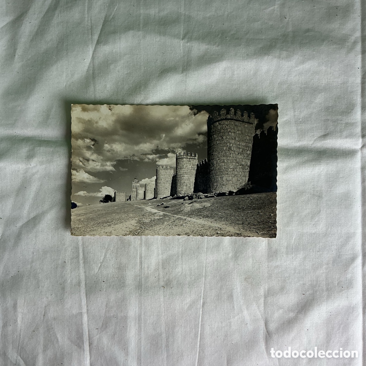 Postales: Postal &Aacute;vila Muralla Lienzo Sur Blanco y negro Original de la &eacute;poca 1957