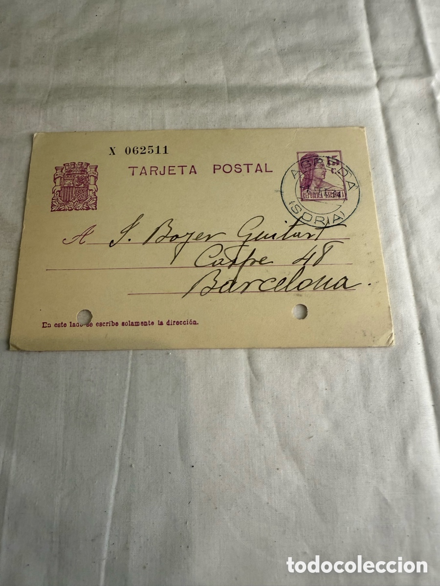 Postales: Entero Postal Alfonso XIII Circulado Soria Barcelona Original de la &eacute;poca 1904