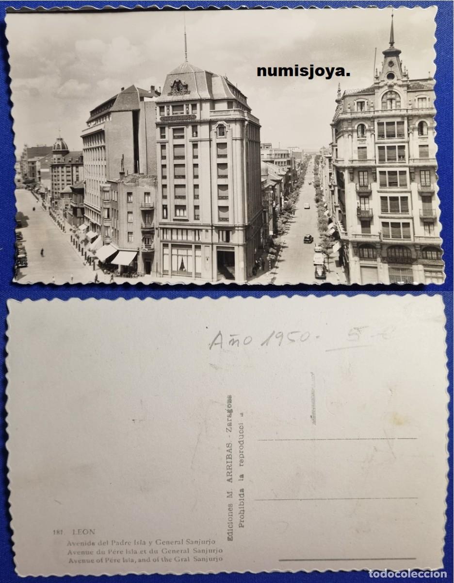 Postales: POSTAL de LEON (Espa&ntilde;a) a&ntilde;o 1960. Avenida Padre Isla y de General Sanjurjo. Ed. ARRIBAS.