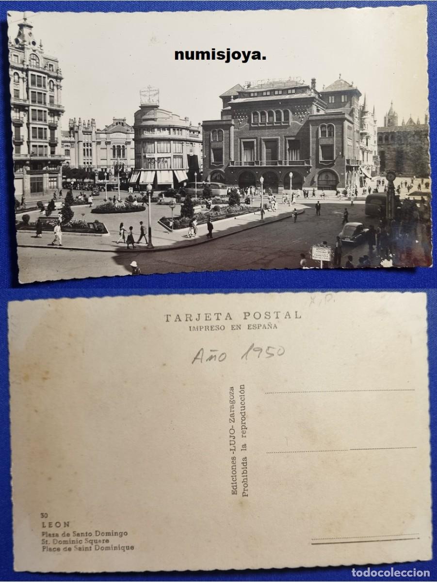Postales: POSTAL de LEON (Espa&ntilde;a) a&ntilde;o 1960. Plaza Santo Domingo. Ed. LUJO.